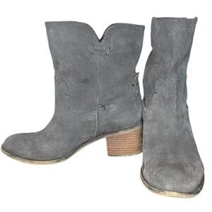 FRANCO SARTO Gray Leather Suede Slouchy‎ Western Cowboy Boot Women's Size 8